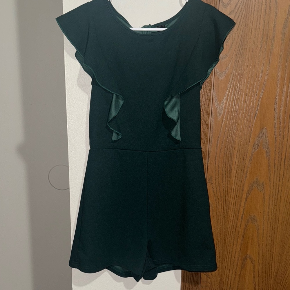SHEIN Dark Green Ruffle Mini Dress